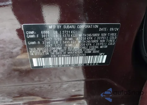 2024 Subaru Ascent Touring из США, поврежденный, VIN 4S4WMAWD5R3461085